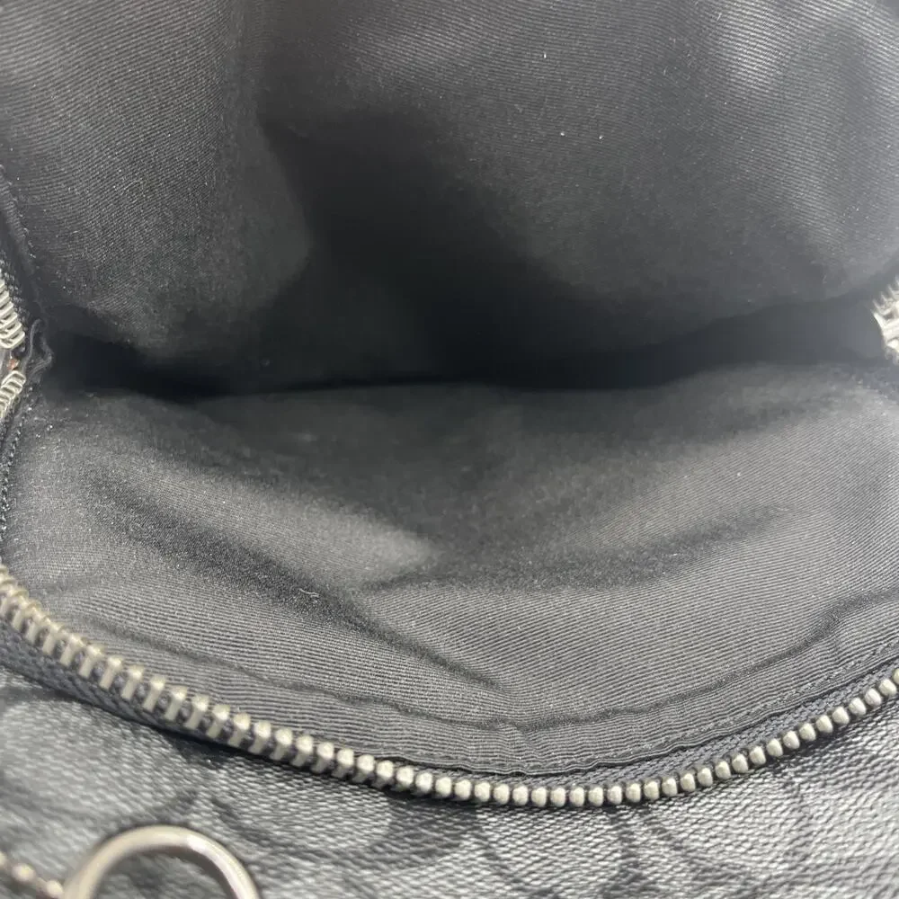 Coach C2932 Graham Signature Canvas Leather Black Gray Crossbody Sling Bag